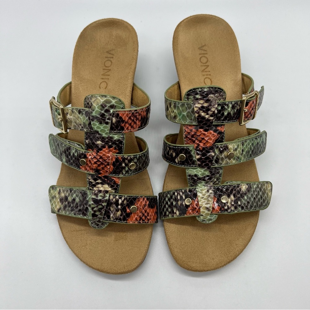 Vionic Radia Snake Print Wedge Straps Sandals
